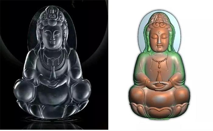 玉雕观音浮雕图雕刻作品